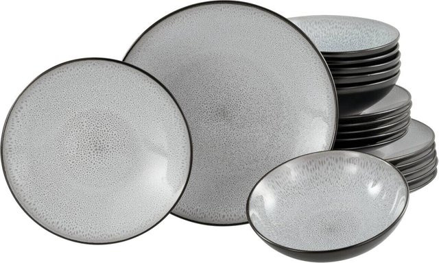 CreaTable Tafelservice Malmö aus Steinzeug, 18-teilig, grau und weiß - Bild 1
