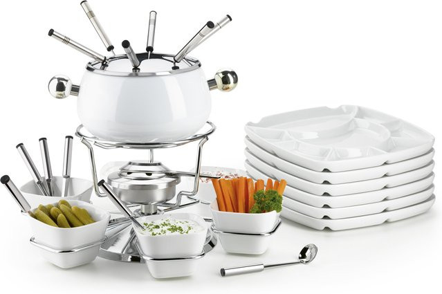 Mäser Fondue-Set aus Edelstahl in Weiß, 28-teilig - Bild 1