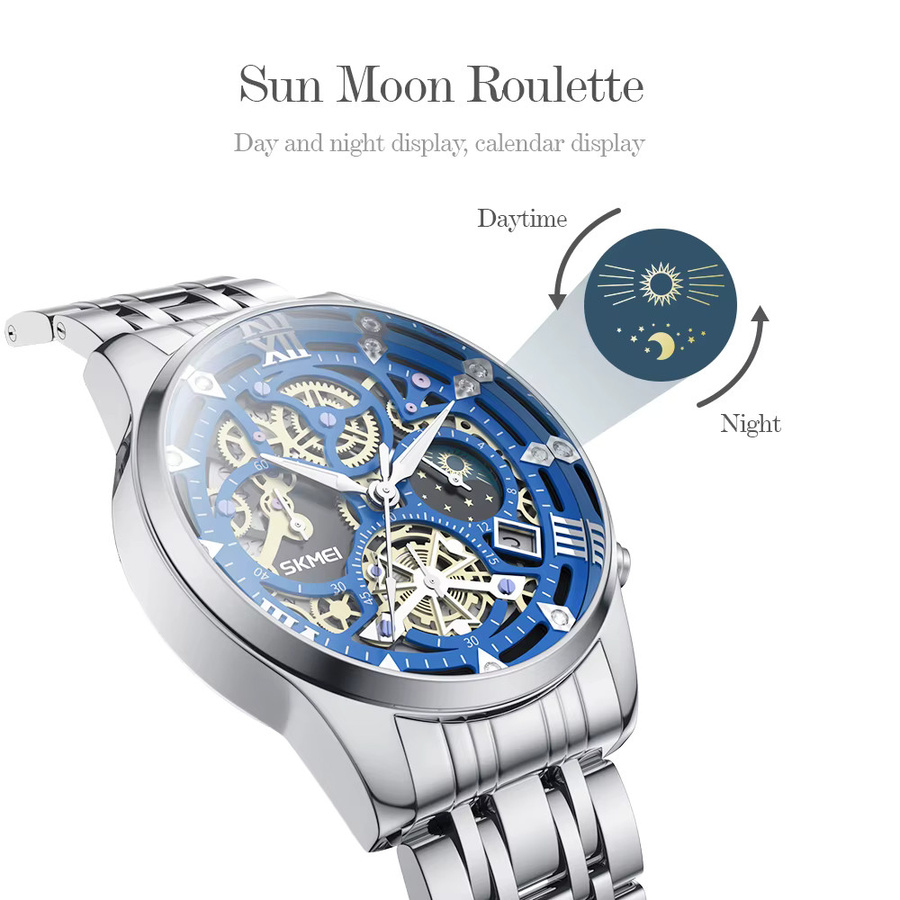 SKMEI Armbanduhr Edelstahl, Quarz, Schwarz, Herren - Bild 4