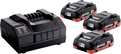Metabo Akku-Starter-Set LiHD mit 3 x 4,0 Ah Akkus und Ladegerät in Schwarz - Bild 1