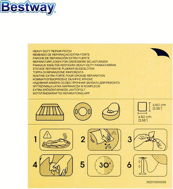 Bestway 10-teiliges selbstklebendes Unterwasser-Reparaturset für Schwimmbecken in Gelb und Transparent - Bild 1