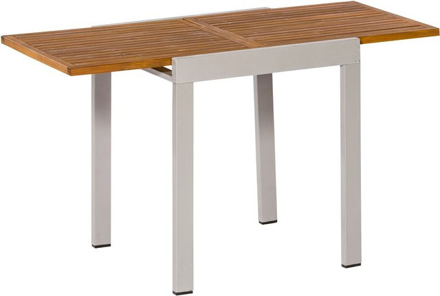 Merxx Ausziehtisch für Balkon und Terrasse mit Akazienholz-Tischplatte in Silber - Bild 1