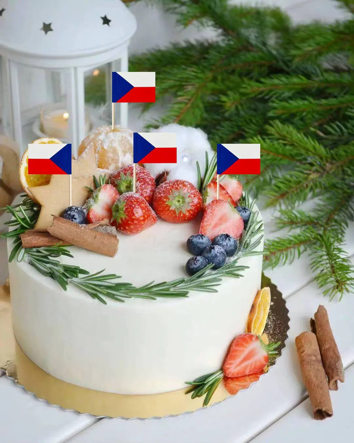 100 Stück Zahnstocher-Flaggen Tschechische Republik aus Holz, Mini-Cupcake-Topper und Party-Dekoration für Cocktails und Obst, Mehrfarbig - Bild 5