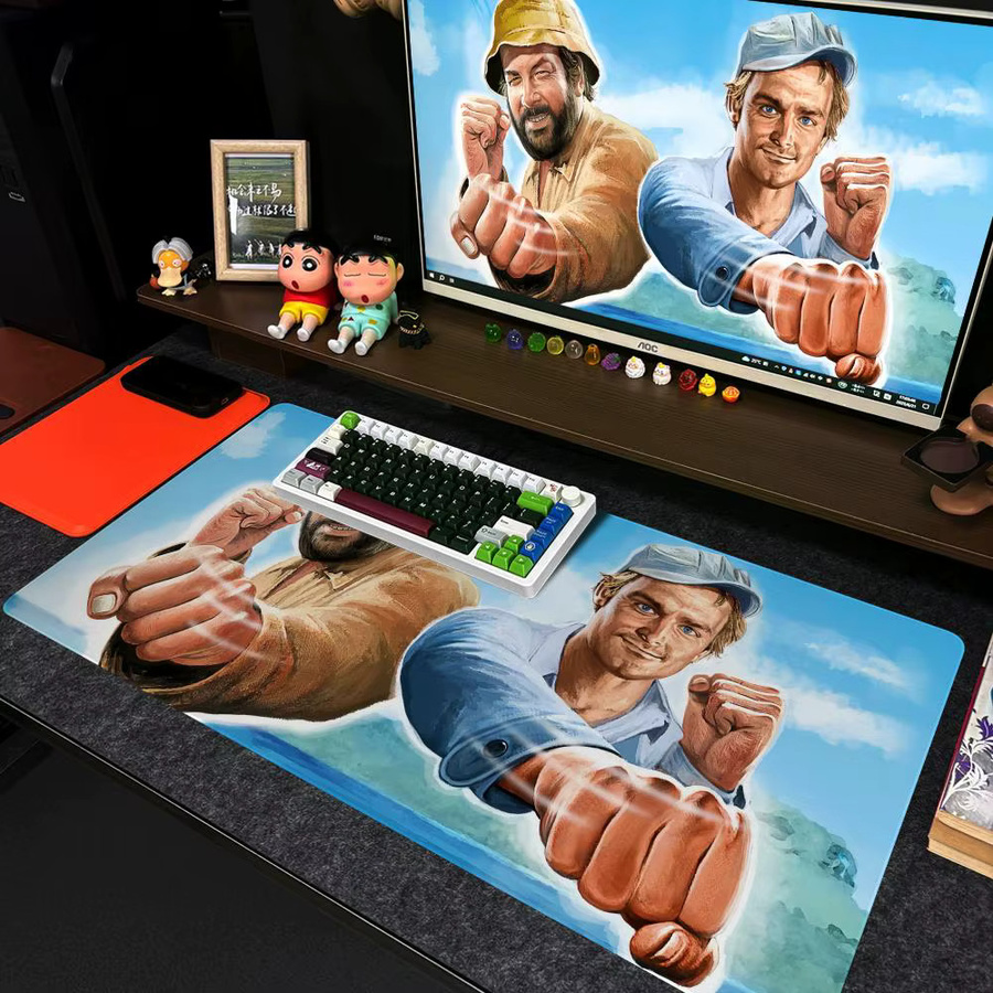 B-Bud Spencer und Terence Hill Mauspad XXL rutschfeste Gamer-Tastaturunterlage in Multicolour, B/T: 90 x 40 cm - Bild 1