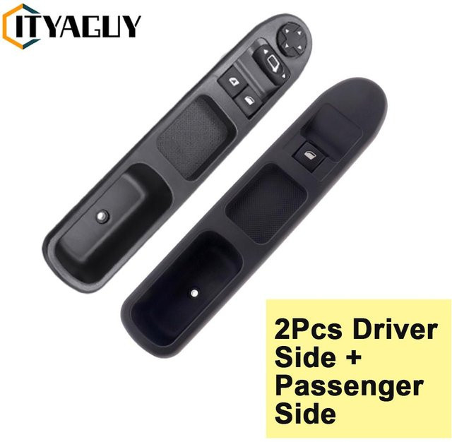 ITYAGUY Elektrischer Fensterheber-Steuerschalter Set für Peugeot 207 (2007-2015), 2 Stück für Fahrerseite und Beifahrerseite, Schwarz, Teilenummer 6554QC 6490HQ - Bild 1