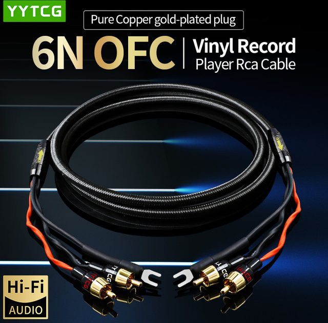 YYTCG Audio 2RCA Kabel mit Erdungskabel in Schwarz für HiFi Plattenspieler und Verstärker - Bild 1