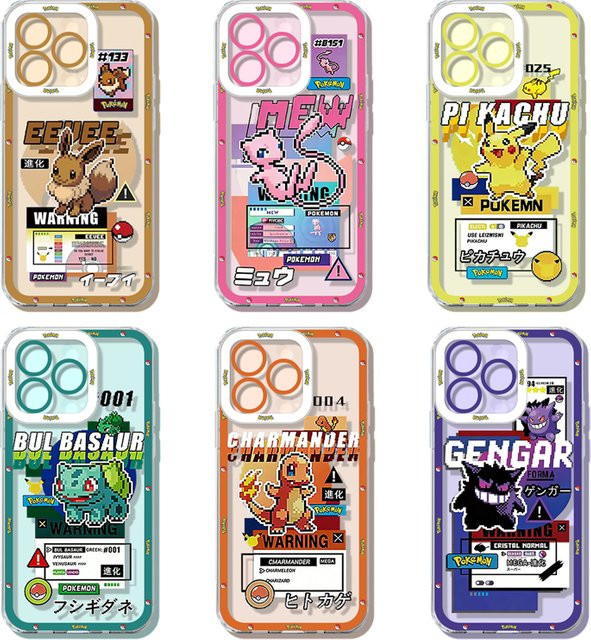 Bandai Pokemon Pikachu und Bulbasaur Handyhülle für iPhone 11 bis iPhone 17 Pro Max Transparent - Bild 1