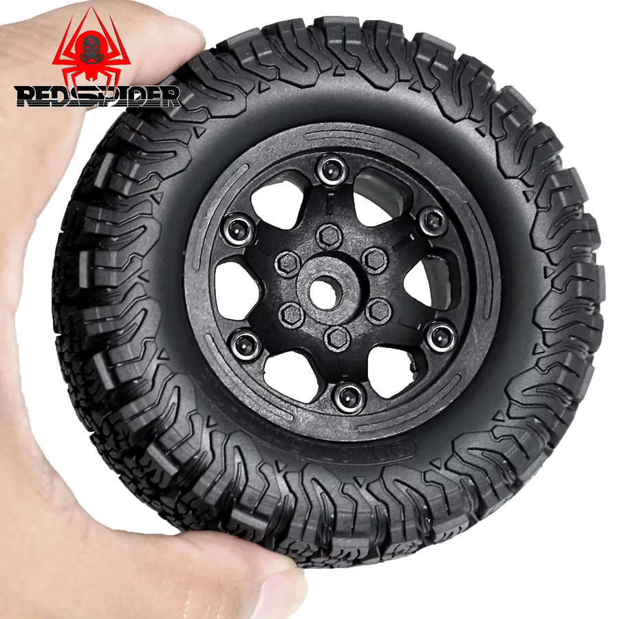 4-teiliges Set RC Crawler-Reifen und Räder, 1,9 Zoll, Schwarz, Gummi und Kunststoff - Bild 3