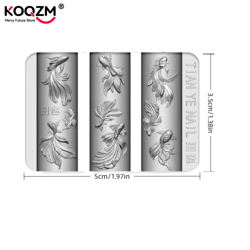 3D-Weichharz-Nagelschablonen mit Meerjungfrauen, Goldfisch, Koi und Cartoon-Motiven - Bild 5