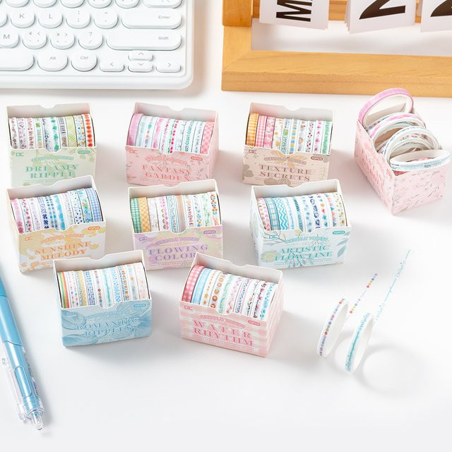 Washi-Tape-Set mit Blumen-, Stern- und Karomustern in Multicolour, 10 Rollen für dein DIY-Scrapbook-Dekorationsprojekt - Bild 1