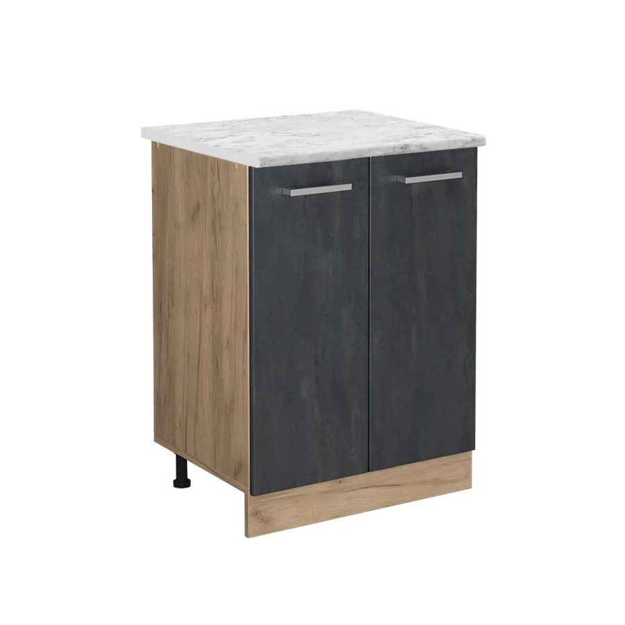 Vicco Küchenunterschrank R-Line in Schwarz Beton und Goldkraft Eiche mit Marmor-Optik, Breite: 60 cm - Bild 2