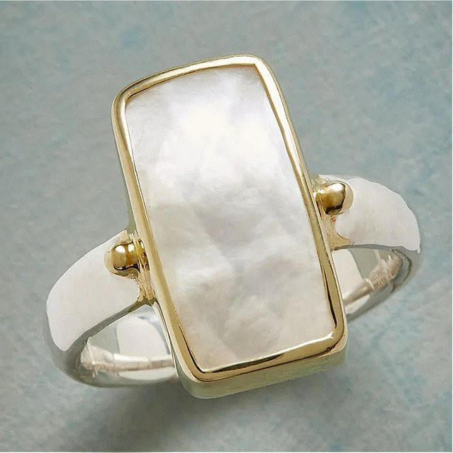 YoYo Ring, Vintage, Mondstein, Silber, Damen - Bild 1