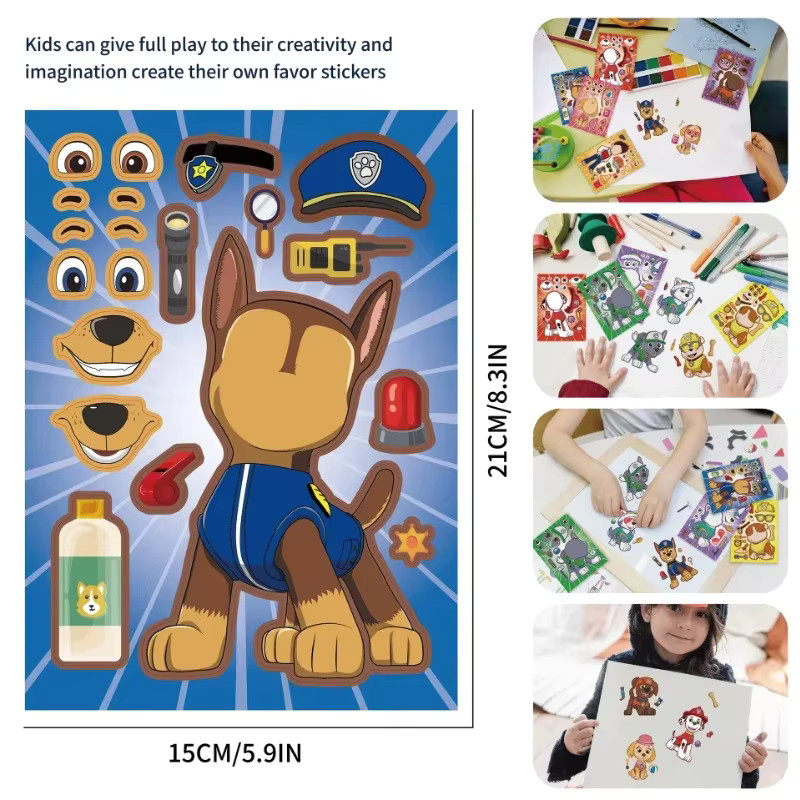 Paw Patrol Anime-Aufkleber-Puzzle-Heft, 8-teiliges Set - Bild 3