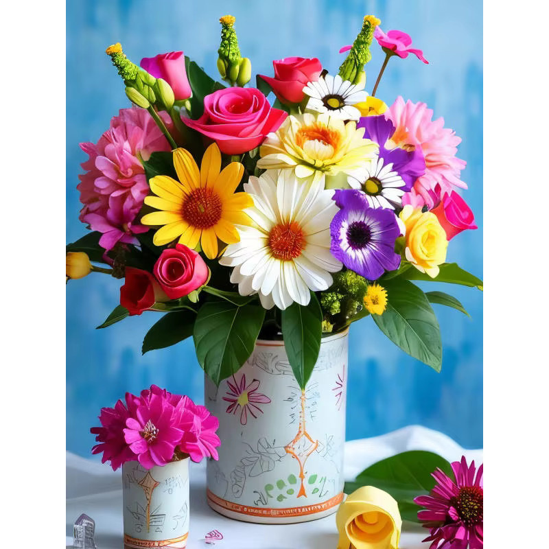 HUACAN DIY Diamantmalerei Set Lebendiger Blumenstrauß 5D Mosaik Stickerei Kit in Multicolour B/H: 30 x 20 cm - Bild 5