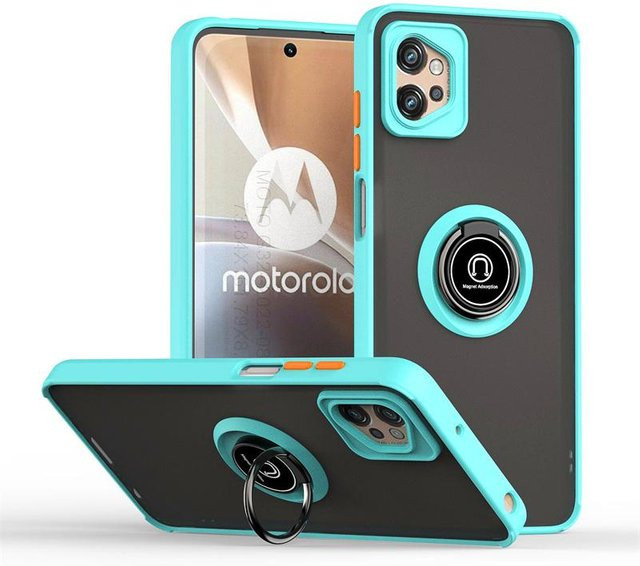 Stoßfestes Rüstungsgehäuse mit Magnetringhalter für Motorola Moto E20 G14 G54 G84 G22 G32 G42 G52 G72 G13 G23 G53 E13 E22 E32 in Türkis - Bild 1