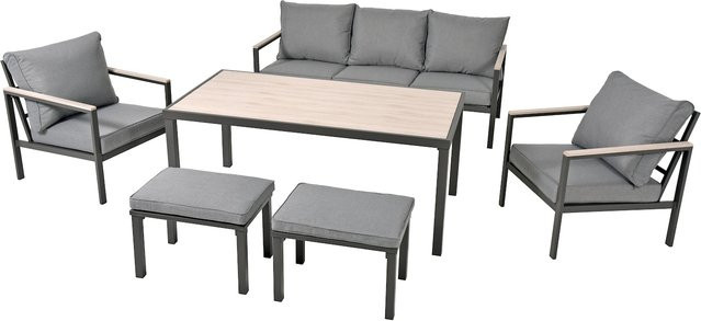 bellavista Home & Garden Dining Lounge Rialto Gartenmöbel-Set aus pulverbeschichtetem Stahl in Grau mit Polstern - Bild 1