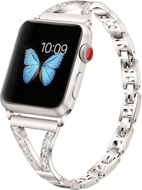 JBAILI Uhrenarmband Edelstahl, Diamant, Silber, Unisex - Bild 1