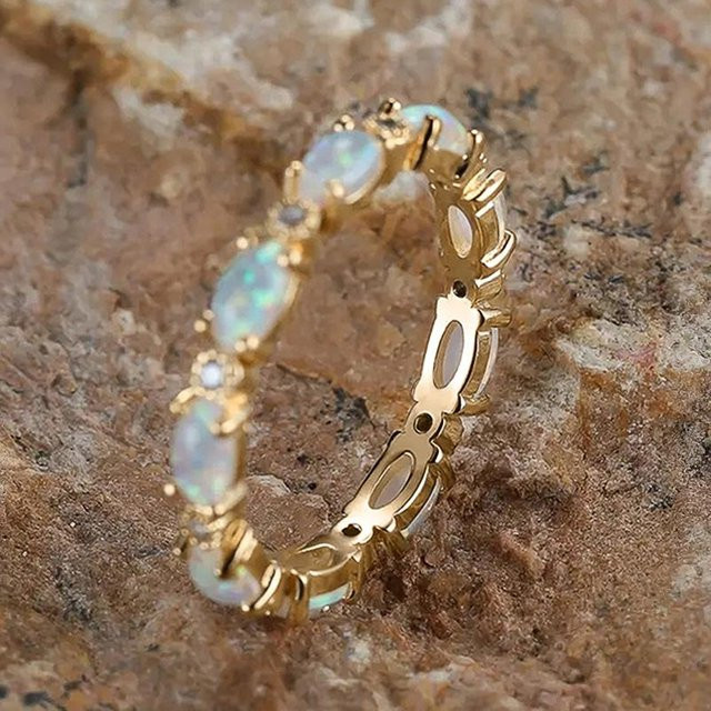 Huitan Fingerring, Ovaler Imitationsopal, Damen - Bild 1