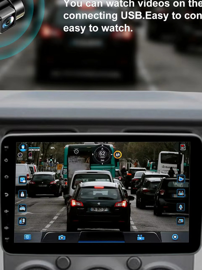 ESSGOO 10,1 Zoll Android 15 1-DIN Autoradio mit 360 Grad drehbarem Bildschirm, 4+64G Speicher, kabelloses CarPlay und Android Auto, GPS, Bluetooth, WLAN und Mikrofon in Schwarz - Bild 8