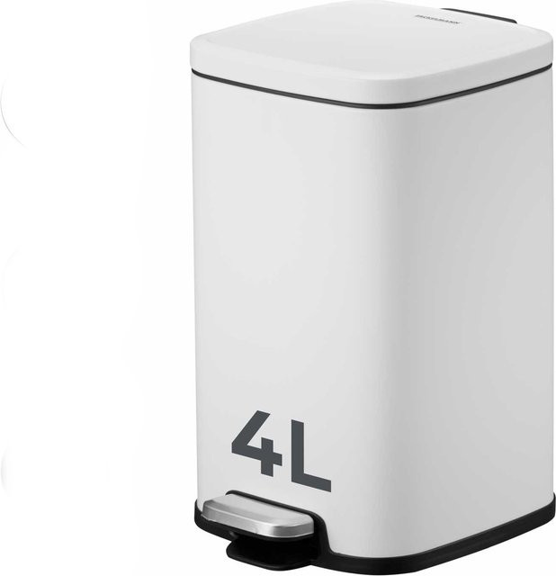 Fackelmann Mülleimer London mit Pedal, weiß, 4L, B/T/H: 25,6 x 17,9 x 25,6 cm - Bild 1