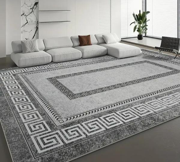 Lodestar Chenille-Matte mit floralem Perser-Design, grau und schwarz, B/B: 120 x 160 cm - Bild 1