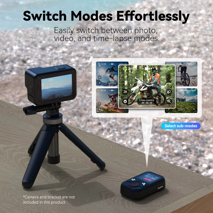TELESIN Wasserdichte Bluetooth-Fernbedienung für GoPro Hero 13 12 11 10 9 8 Max in Schwarz mit Handschlaufe - Bild 3