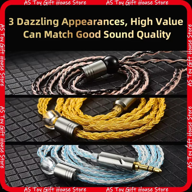 QKZ T1 Kopfhörer-Upgrade-Kabel Versilbert 200-Kern Achtstrang-Geflecht mit 3,5 mm Klinke und 0,75 mm 2-Pin in Braun, 1,2 m - Bild 2