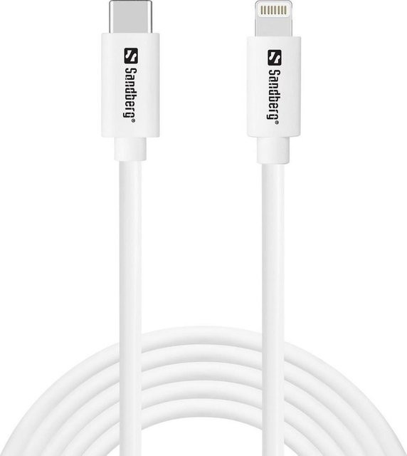 Sandberg Lightning auf USB-C Kabel in Weiß, 2,0 m, unterstützt Stromversorgung - Bild 1