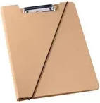 Klemmbrettmappe Pythagoras Natural Carta in Beige mit silbernen Metallelementen für A4 - Bild 1