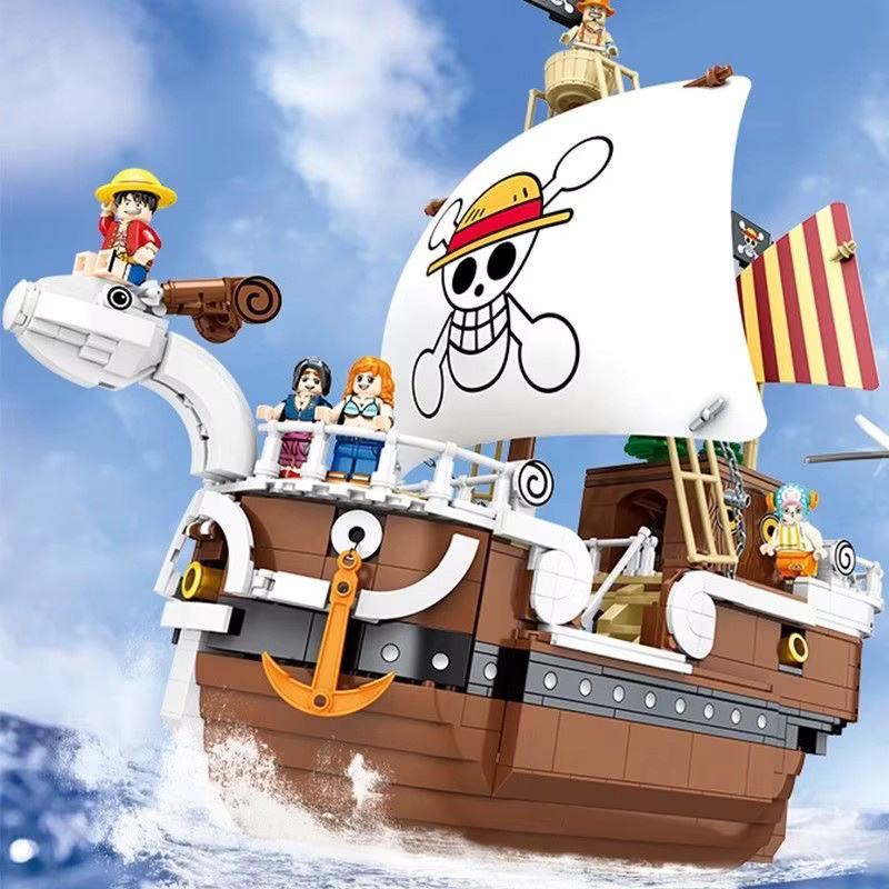 Hot Toys One Piece Bausteine Set Merry Luffy Boat mit 7 Figuren, 1054 Teile, Mehrfarbig - Bild 2