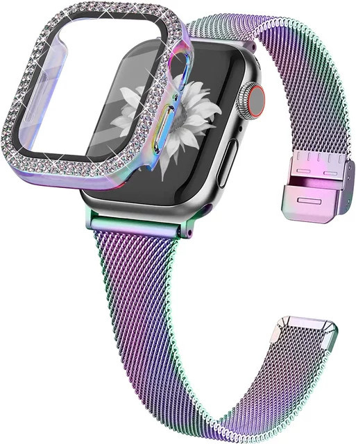 Milanaise-Armband Edelstahl, Diamant, Unisex, für Apple Watch 40 mm bis 45 mm - Bild 1