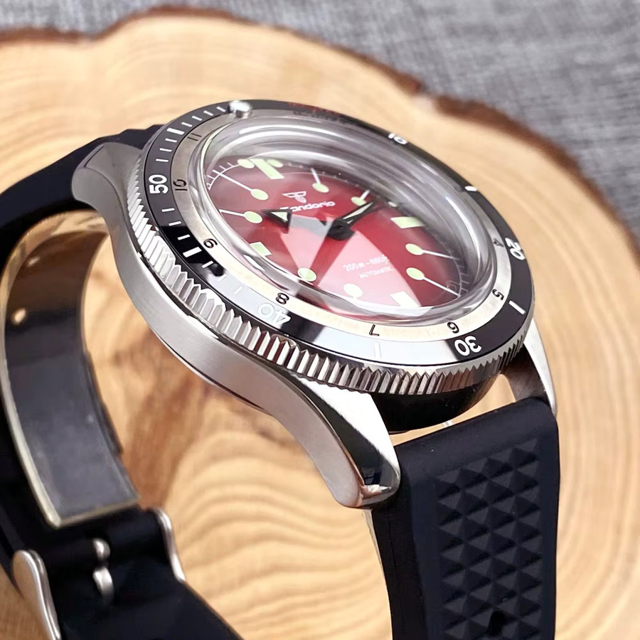 Tandorio Automatik-Taucheruhr, Edelstahl, 40 mm, Herren, 20 ATM, Schwarz - Bild 4