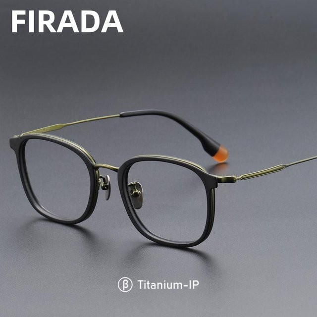 FIRADA G-808-C Korrektionsbrille, Vollrand, Titan, Acetat, Unisex, schwarz - Bild 1