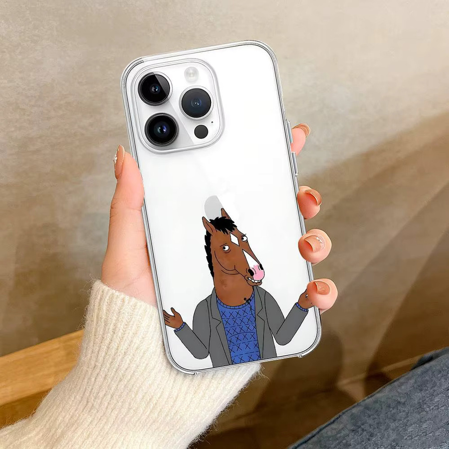 Mesuca Handyhülle mit Cartoon B-BoJack H-Horseman Design, transparente und stoßfeste Schutzhülle für iPhone 17 16 15 14 13 12 11 Pro Max - Bild 3