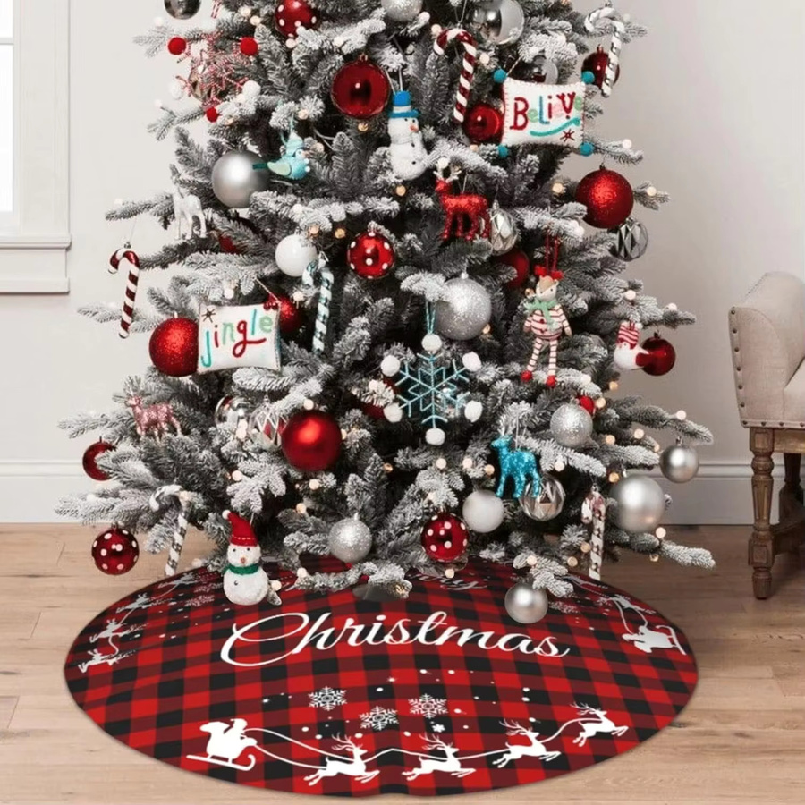 VIKAMA Weihnachtsbaumrock in Rot und Schwarz mit klassischem Tartan-Muster - Bild 2