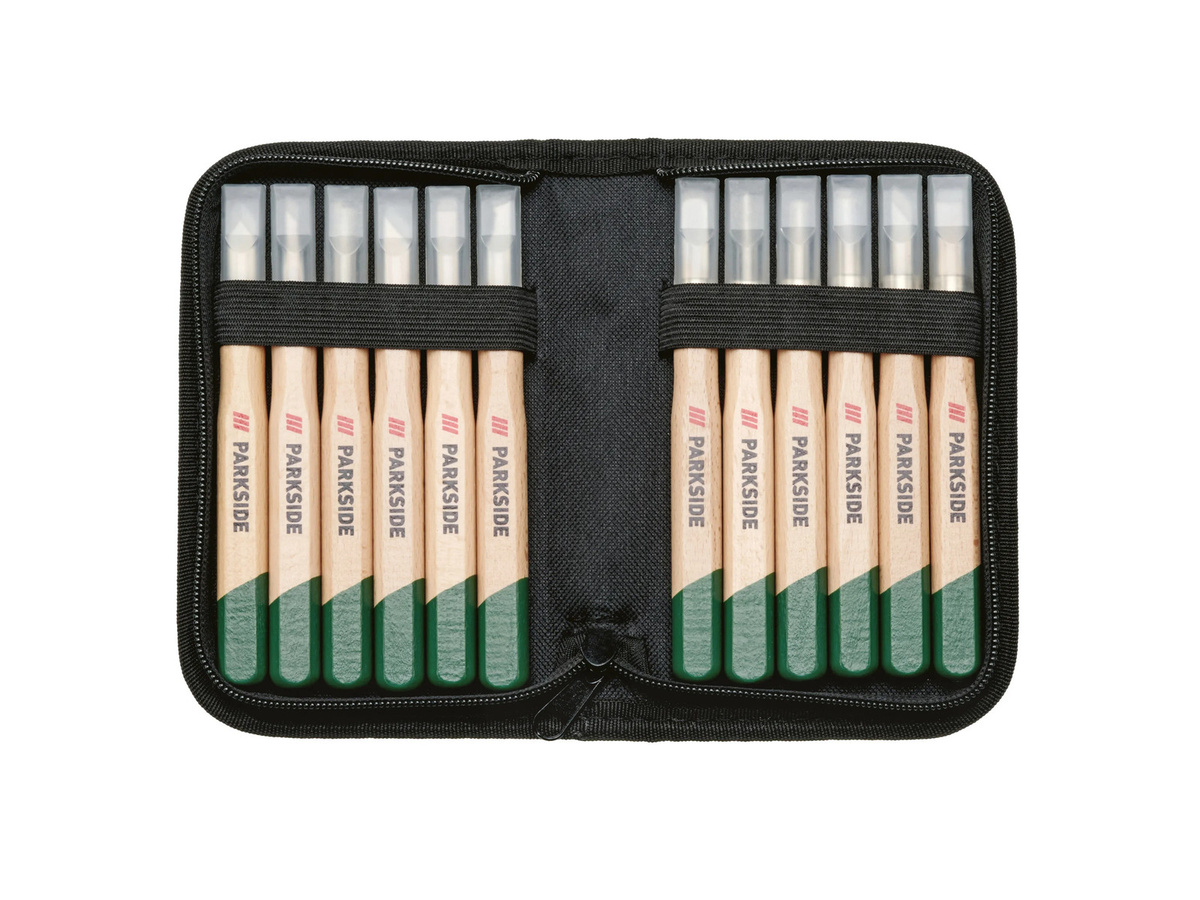 Parkside Holzschnitzset und Stechbeitelset aus Stahl, 12-teilig, Multicolor - Bild 3
