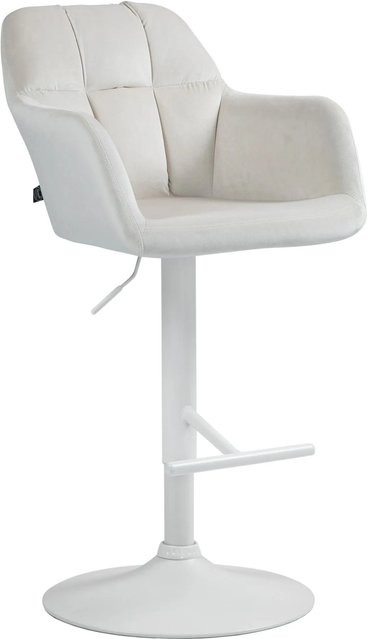 DELUKE Barhocker TUBEL in Samt Creme Weiß, höhenverstellbarer Barstuhl mit Lehne und 360 Grad Drehbarkeit, B/T/H: 57 x 59 x 97 cm - Bild 1