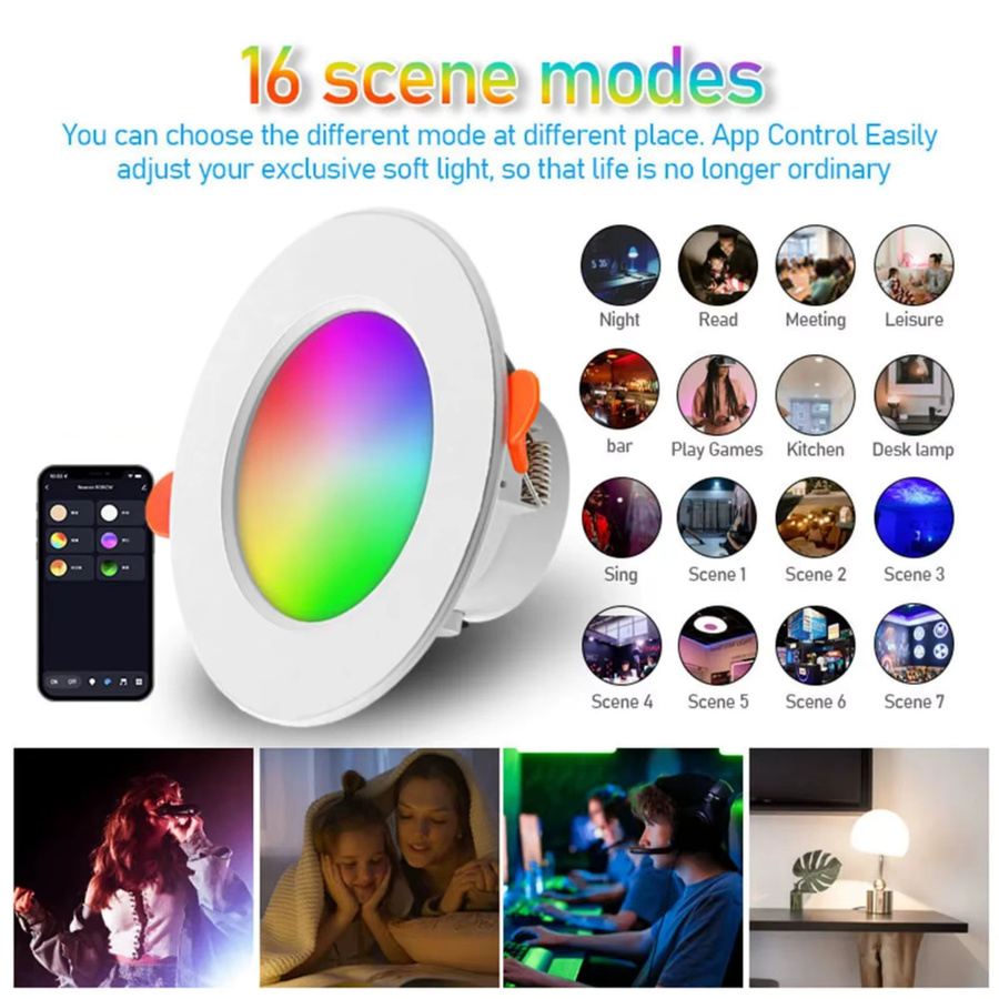 KISUFU Smart LED Einbau Downlight dimmbar mit WiFi Zigbee Bluetooth kompatibel mit Alexa und Google 15W - Bild 5