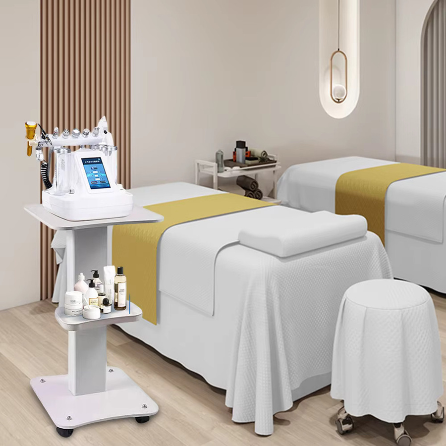 HGTUGO 3-stöckiger Salon-Trolley in Weiß, moderner Arbeitswagen für Kosmetikstudios und Friseure mit geräuschlosen 360° Rollen und einer maximalen Belastbarkeit von 40 kg - Bild 1