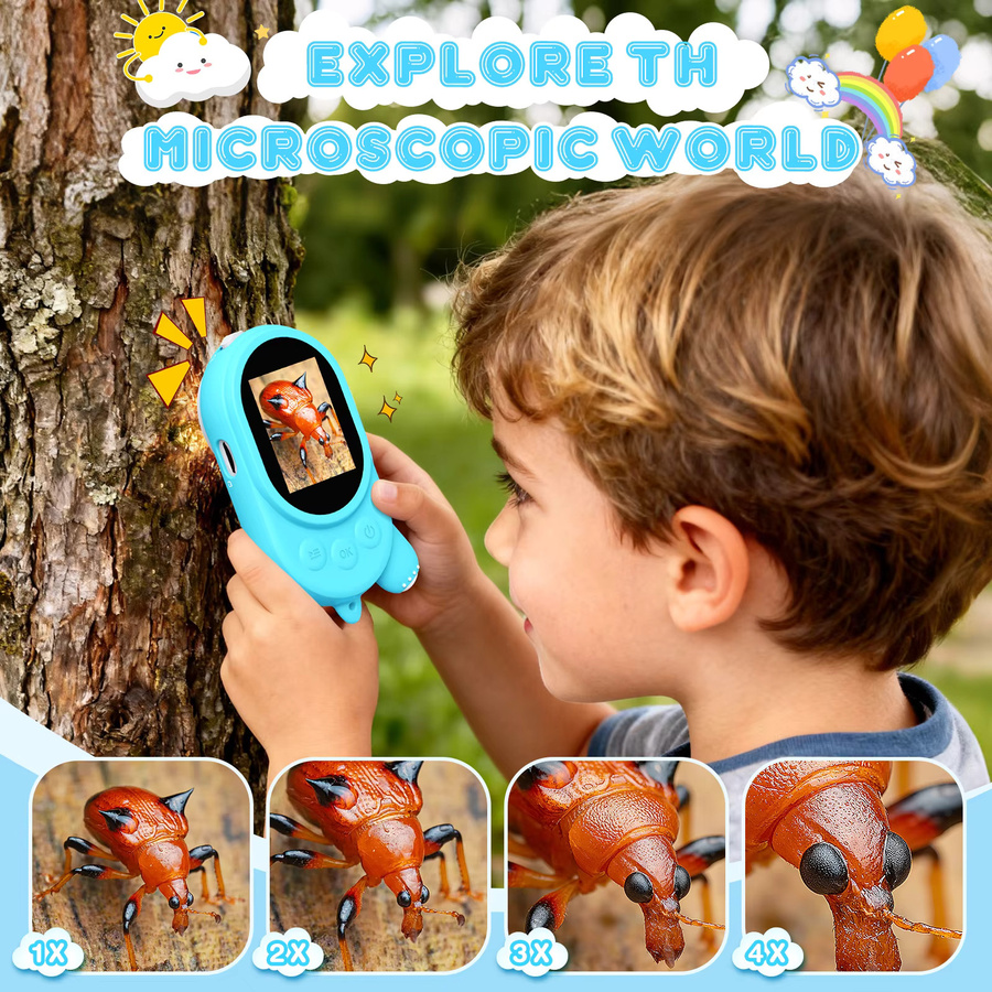 Hayve Kid MicroCam, Handmikroskop, mit 2-Zoll-Bildschirmmikroskop, Lernspielzeug - Bild 3