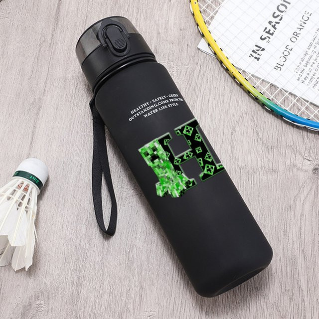 Bandai Miner Crafting Pixel Wasserflasche, 650ml, mit Pop-up-Deckel, mattierter Trinkbecher, auslaufsicher, tragbar - Bild 1