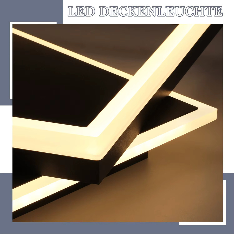 Cliheet 42W LED-Deckenleuchte aus Acryl in Weiß, dimmbar mit Fernbedienung, modernes Kreuz-Quadrat-Design für Wohnzimmer, Schlafzimmer, Küche und Büro - Bild 5