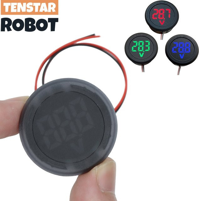 TENSTAR ROBOT Rundes DC 4–100 V LED-Digitalvoltmeter mit Kopfanzeige und Verpolungsschutz in Schwarz und Grün - Bild 1