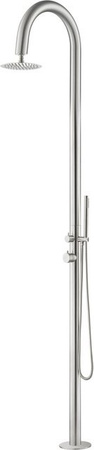 Euroshowers Pure Classic Gartendusche aus Edelstahl mit Handbrause in Silber