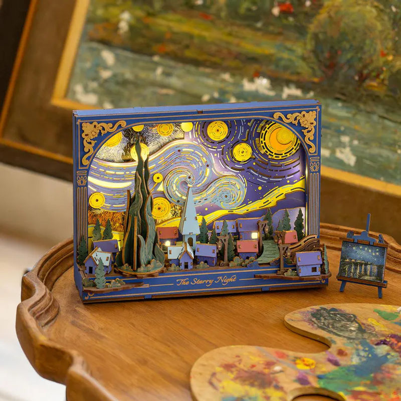 ROBOTIME Rowood Die Sternennacht 3D Holzpuzzle Wanddekoration in Mehrfarbig mit Wolken, Sternen und Mond - Bild 10