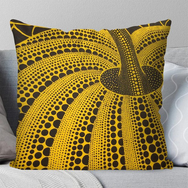Kusama Yayoi Kunst Kissenbezug von GUOYU HOMEDECOR, Gelb, Quadratisch, B/T/H: 40 x 40 x 0 cm - Bild 1