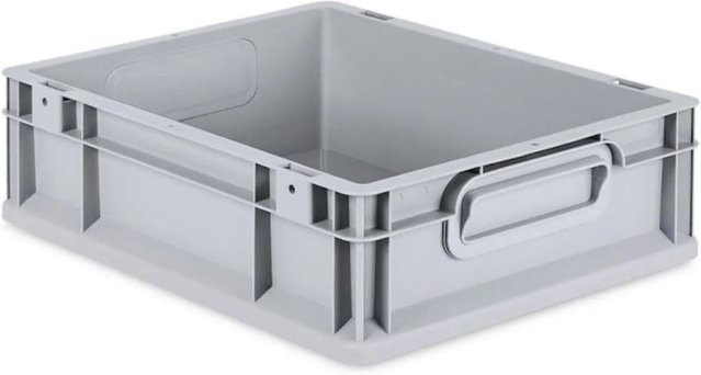 PROREGAL SuperSparSet 16x Eurobox NextGen Grip mit Auflagedeckel und 4 roten Schiebeschnappverschlüssen, Grau, H x B x T: 12 x 30 x 40 cm, 11 Liter - Bild 1
