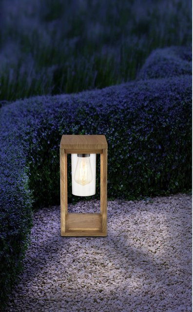 GLOBO LIGHTING Außenleuchte Candela in brauner Holzoptik aus Aluminiumdruckguss, B/T/H: 15,0 x 15,0 x 35,0 cm - Bild 3