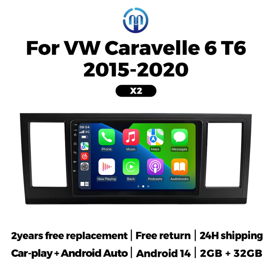 NAVIFANS Android Auto und Carplay Multimedia-Player für Volkswagen VW Caravelle 6 T6 2015-2020, 2Din Autoradio mit GPS-Navigation, Schwarz - Bild 2