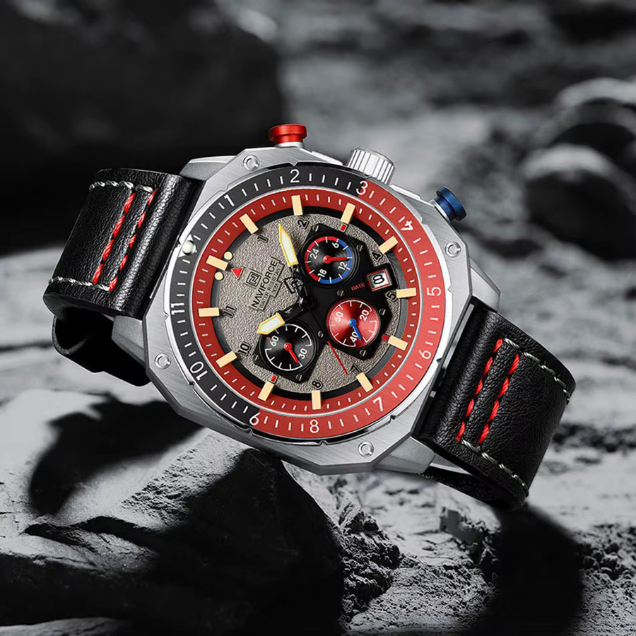 NAVIFORCE Armbanduhr, Quarz, Leder, Schwarz, Herren - Bild 5